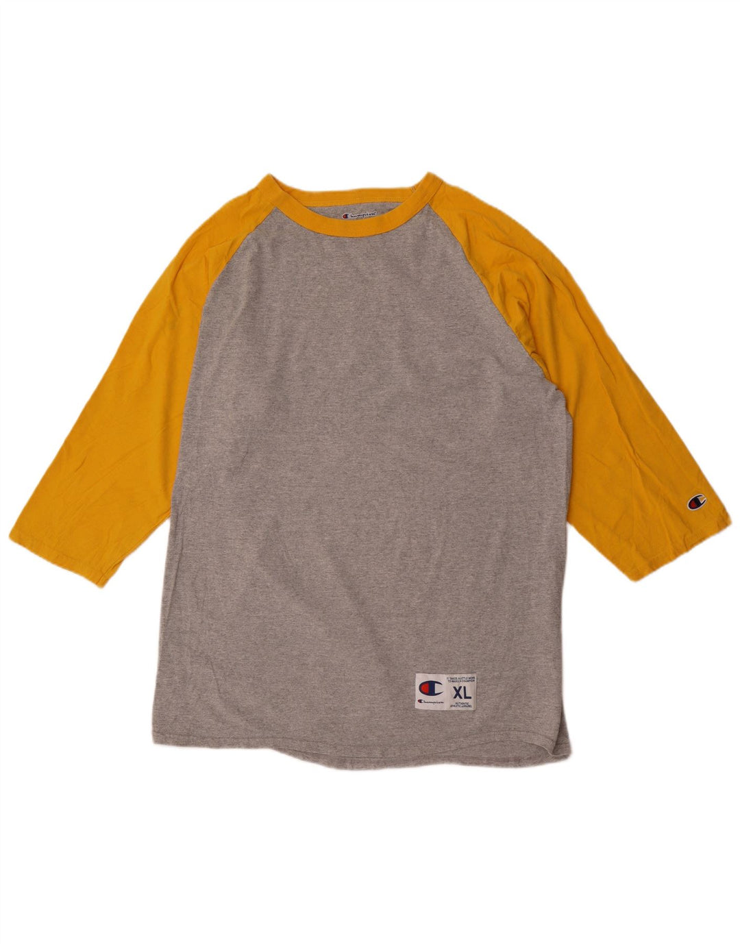 CHAMPION Herre Top Langærmet XL Grå Colourblock Bomuld