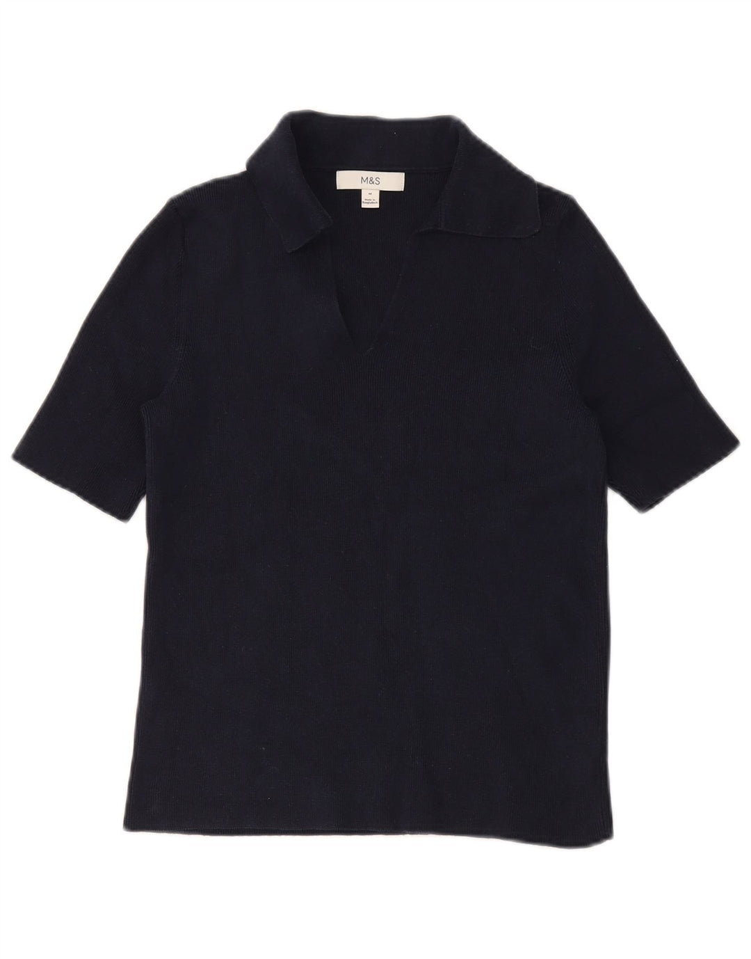 Marks & Spencer Dame Polo Shirt UK 12 Medium Navy Blue Bomuld
