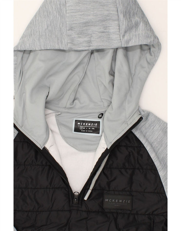 MCKENZIE Mens Hoodie Jumper Small Grey Colourblock Polyester | Vintage Mckenzie | Thrift | Second-Hand Mckenzie | Used Clothing | Messina Hembry 