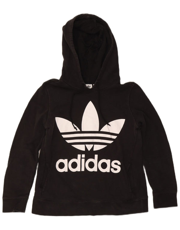 Adidas Graphic Hoodie Jumper UK 14 Medium Sort Bomuld