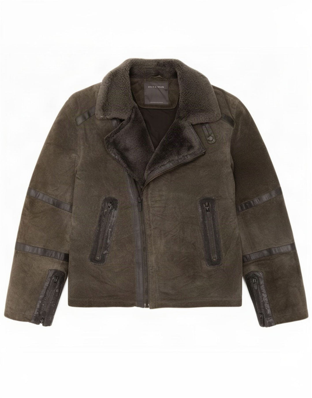 Zara Herre Ruskind Biker Jacket UK 40 Large Khaki
