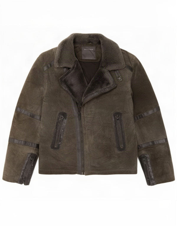 Zara Herre Ruskind Biker Jacket UK 40 Large Khaki