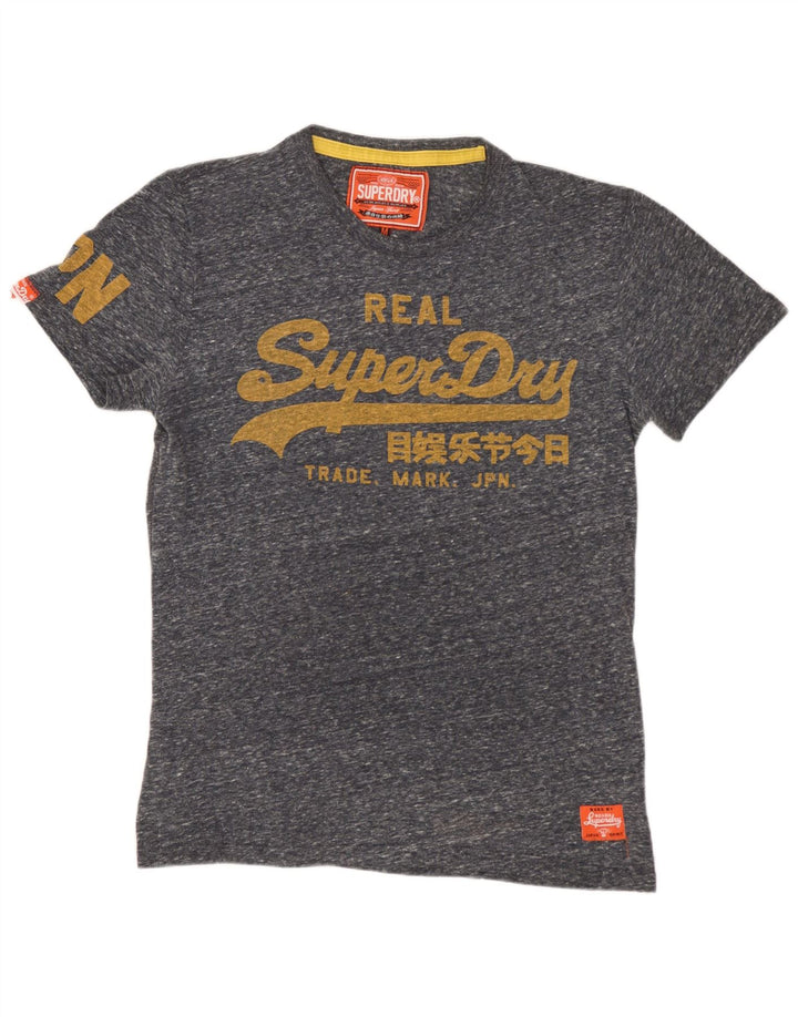 SUPERDRY Herre grafisk T-shirt top mellemgrå flækket bomuld