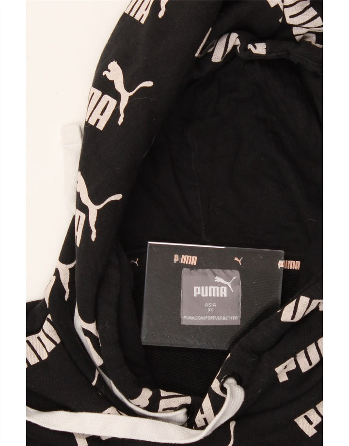 PUMA Mens Graphic Hoodie Jumper XS Black Vintage Puma and Second-Hand Puma from Messina Hembry 