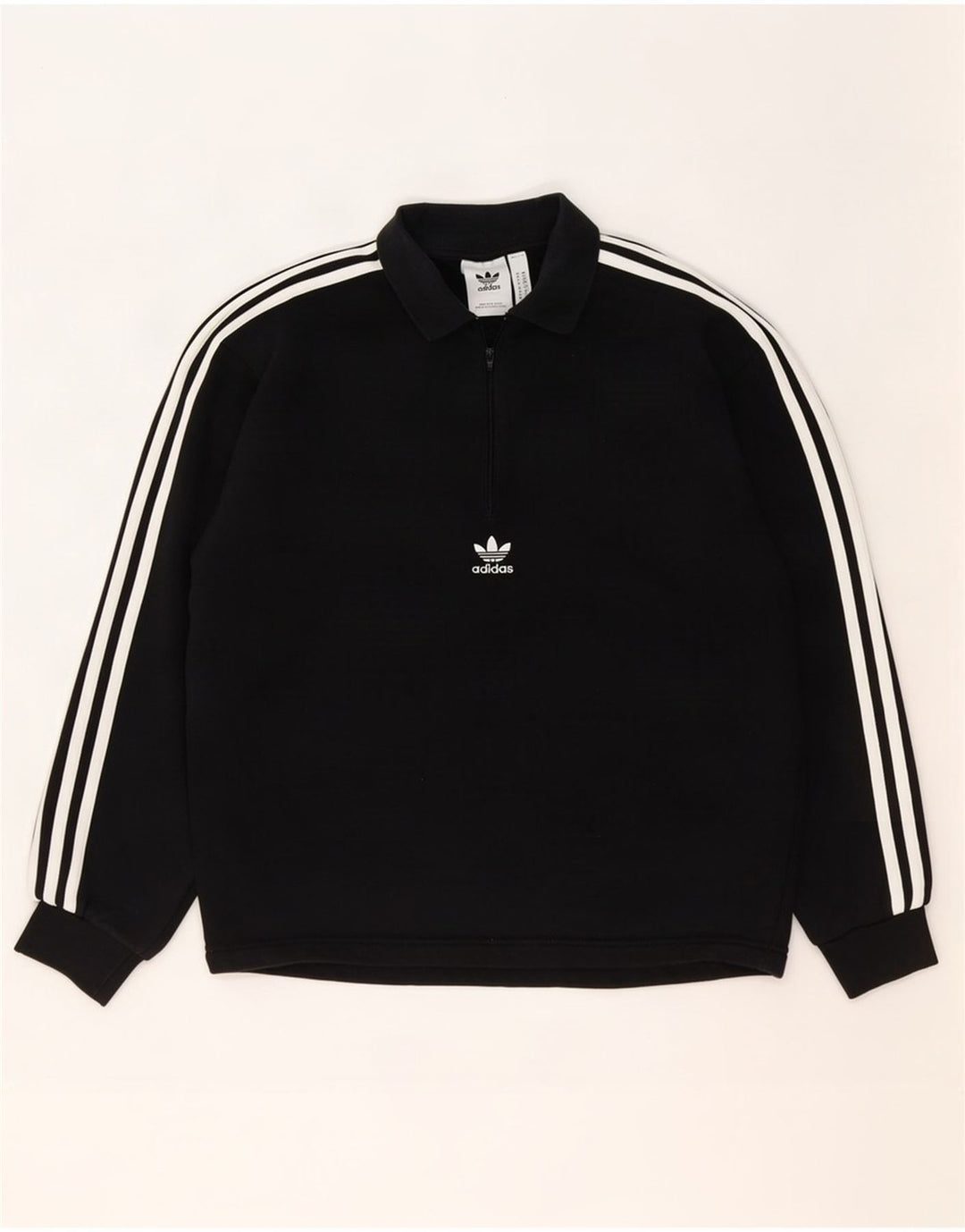 Adidas Herre Polo Neck Sweatshirt Jumper Medium Sort Bomuld