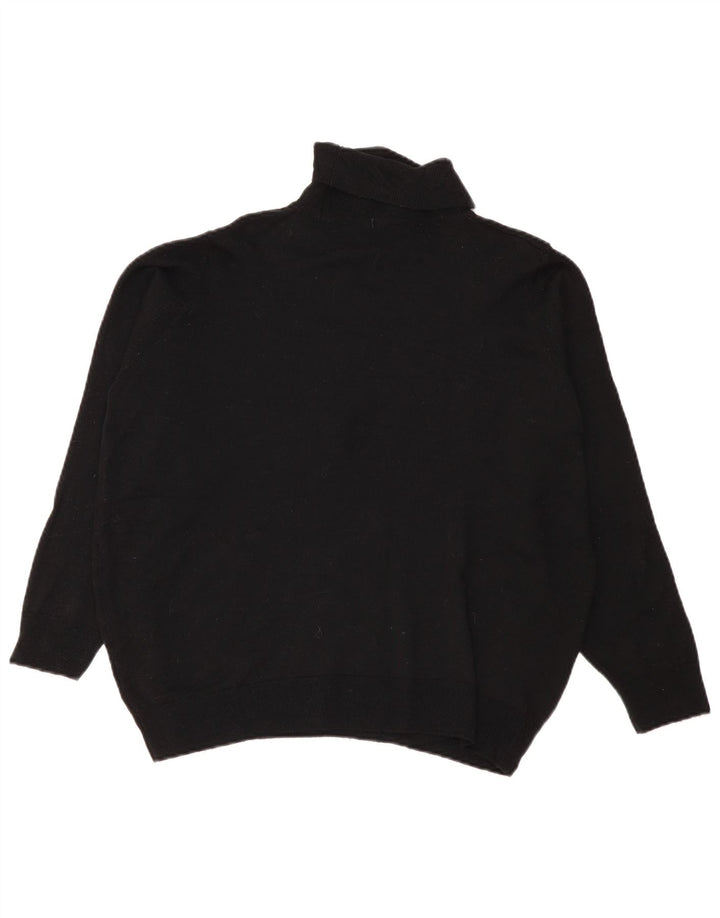 Marks & Spencer Dame Roll Neck Jumper Sweater UK 20 2XL Sort Ny Uld