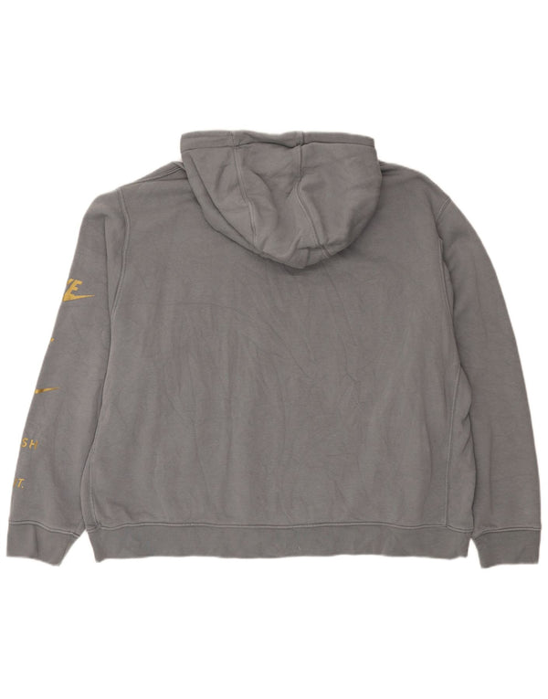 Nike Dame Swoosh Grafisk Oversized Hoodie Jumper UK 20 2XL Grå Sports