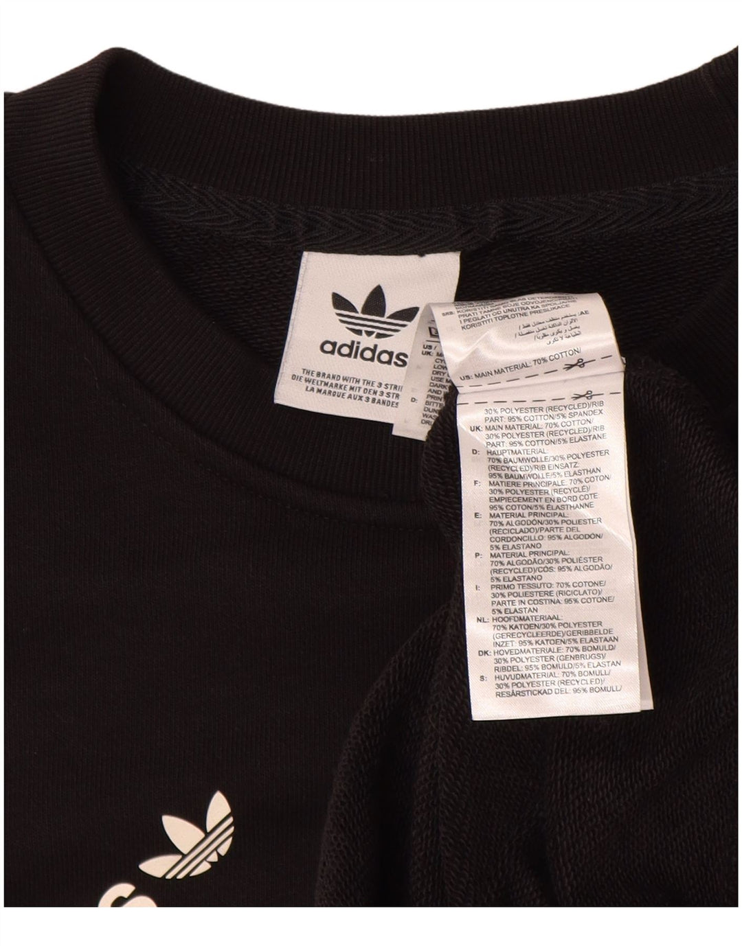 ADIDAS Graphic Sweatshirt Jumper UK 14 Stor sort bomuld