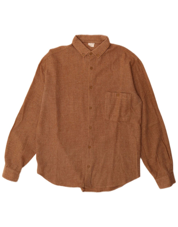 Vintage herreskjorte str. 39 Medium brun polyester