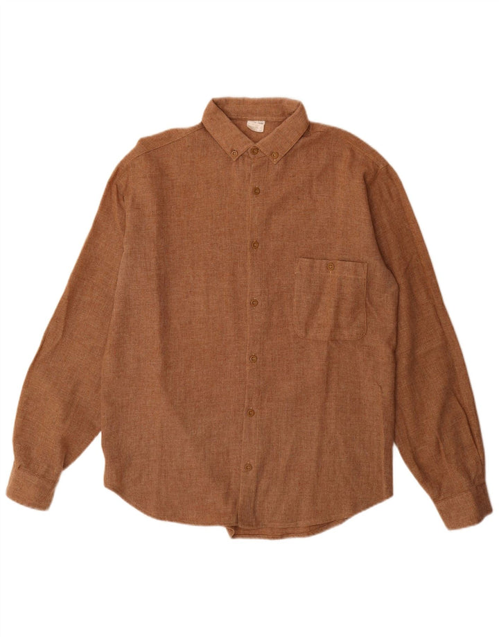 Vintage herreskjorte str. 39 Medium brun polyester