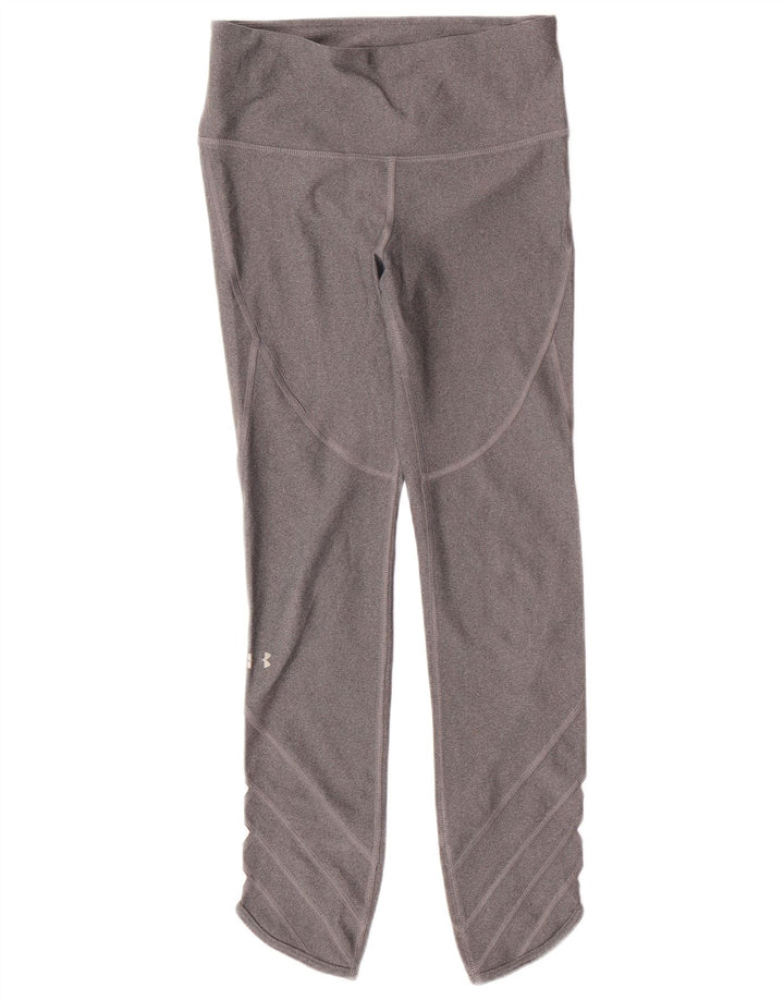 UNDER ARMOUR Dame Heat Gear Leggings UK 10 Small Grey Polyester