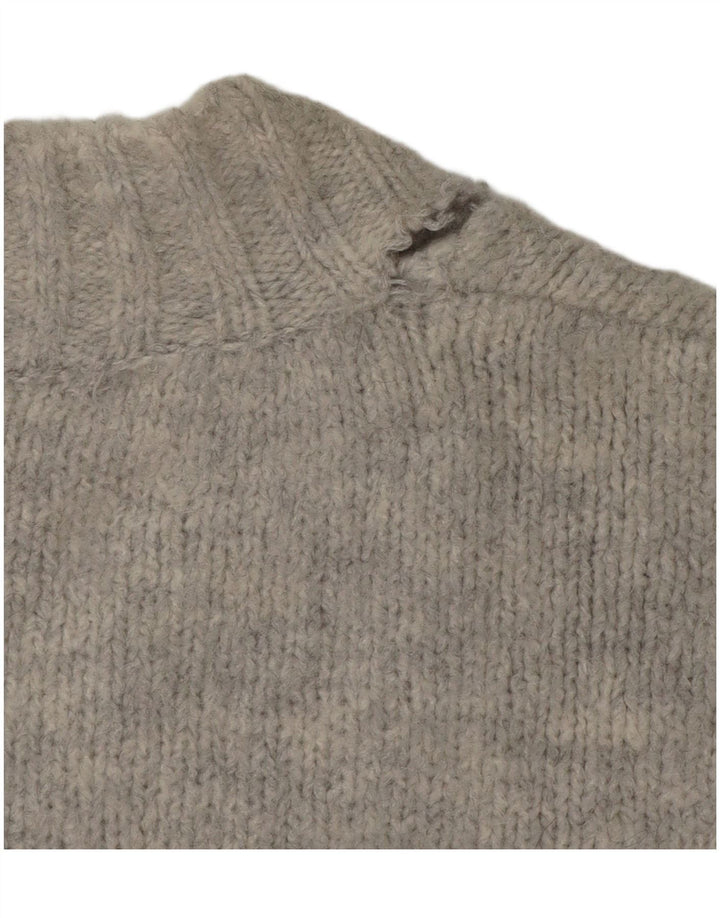 Zara Dame Oversized V-hals sweater UK 10 Small Grå Akryl