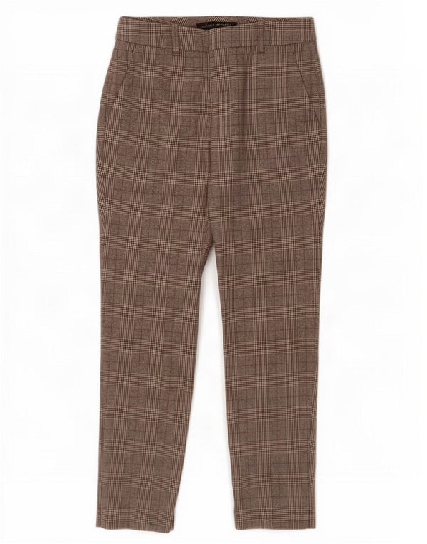 Zara Dame Slim Casual Bukser EU 34 2XS W24 L27 Brun Houndstooth