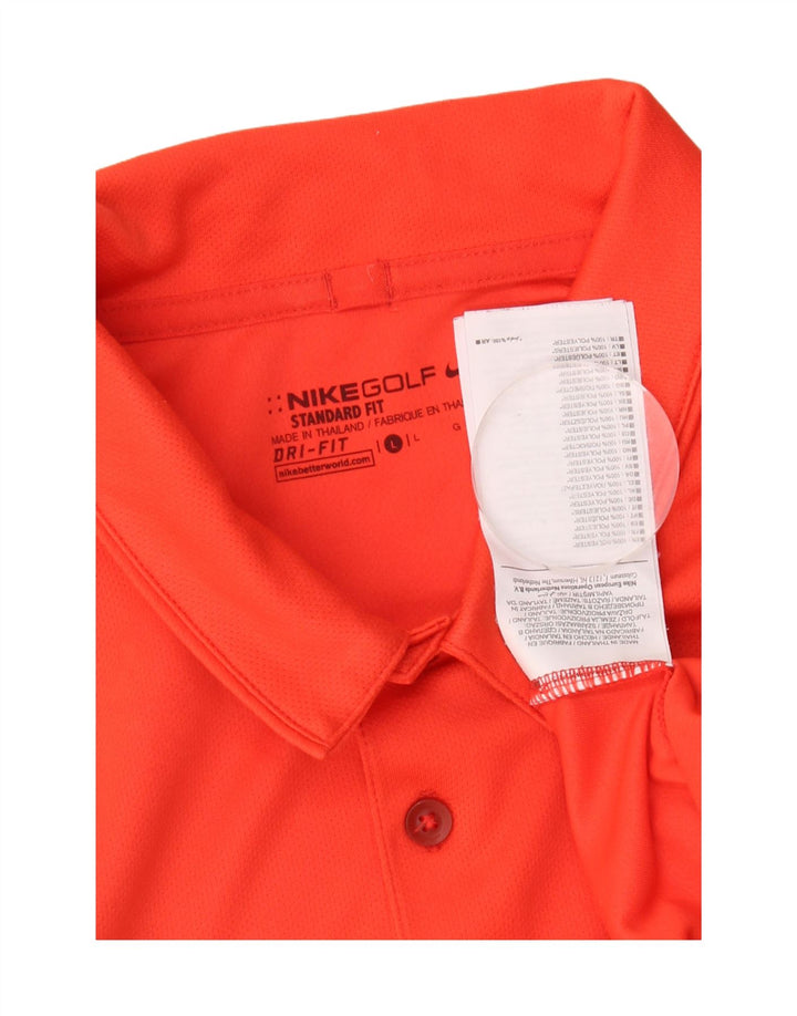 Nike Herre Dri Fit Polo Shirt Large Orange Colourblock Polyester