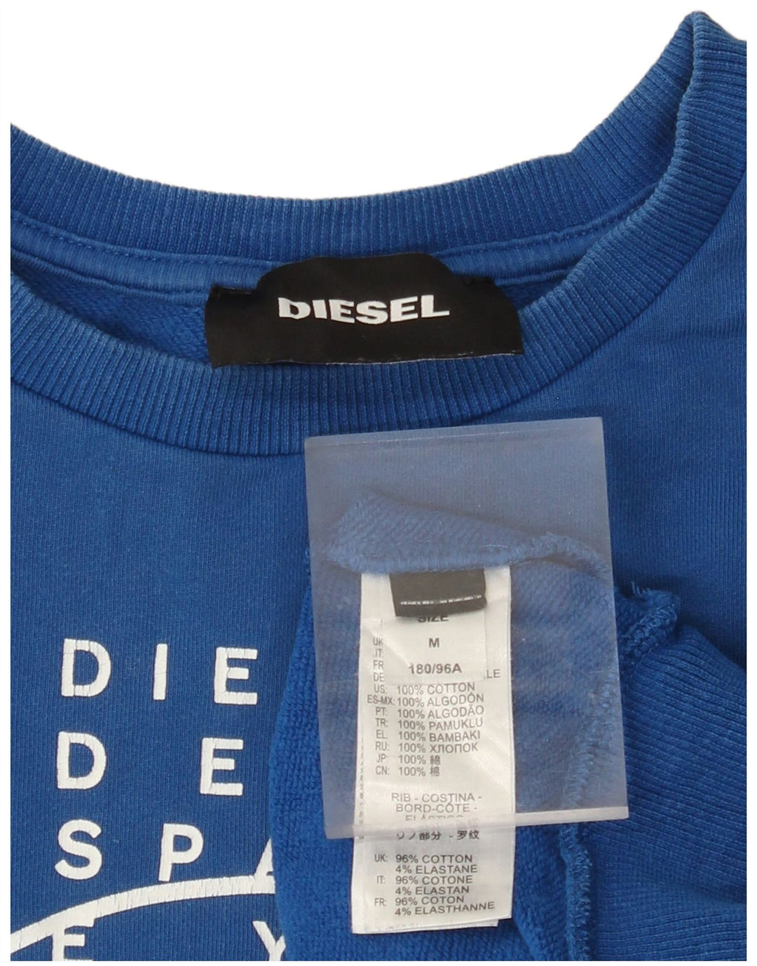 DIESEL Herre Grafisk Sweatshirt Jumper Medium Blå Bomuld