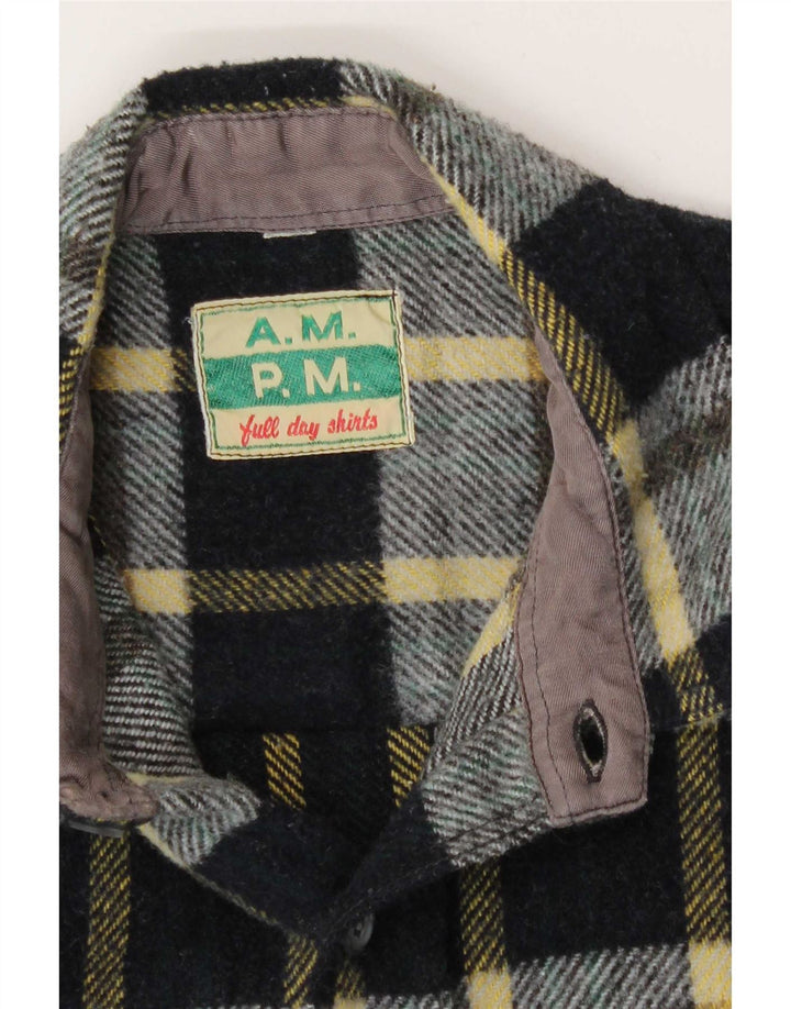 Vintage flannelskjorte til mænd, stor sort ternet