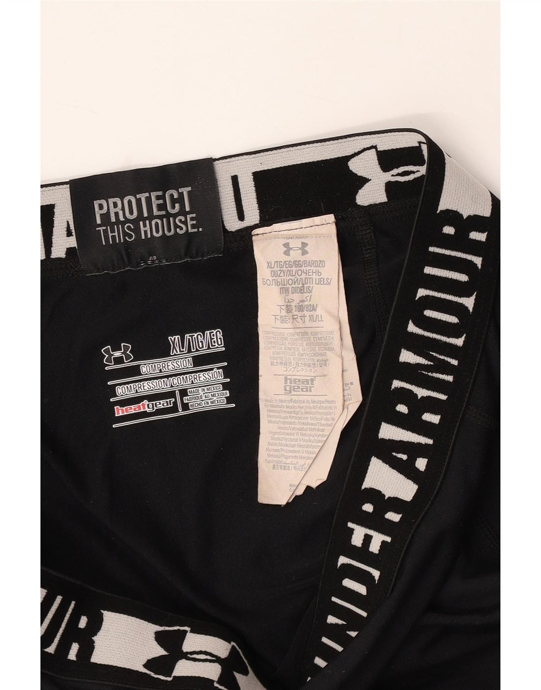 UNDER ARMOUR Dame Heat Gear Grafiske Leggings UK 18 XL Sort Colourblock