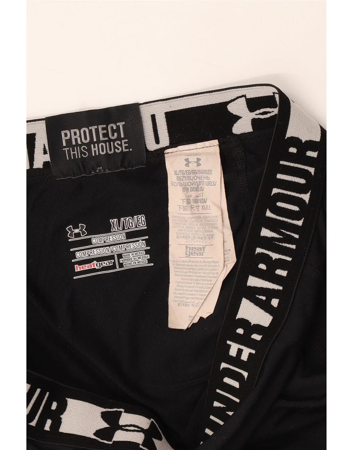 UNDER ARMOUR Dame Heat Gear Grafiske Leggings UK 18 XL Sort Colourblock