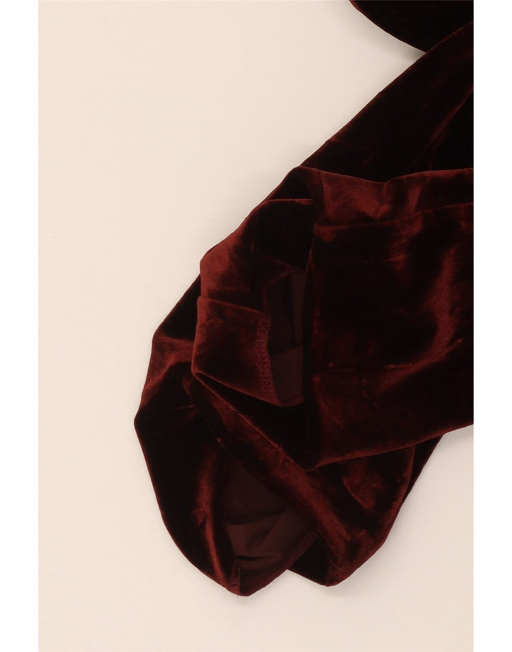 VINTAGE Dame 3-knaps Velour Blazer Jacket UK 10 Small Burgundy
