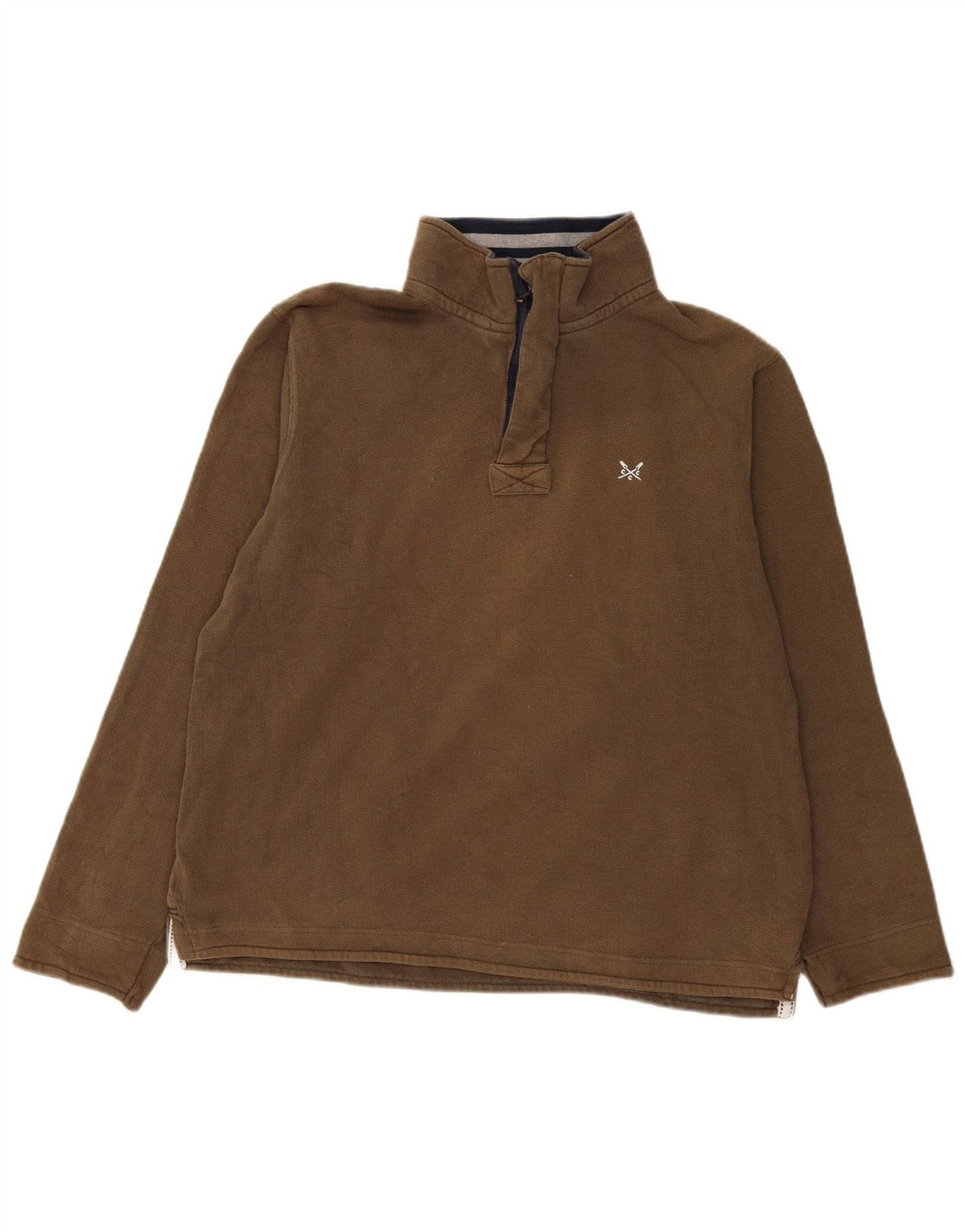Besætningstøj Herre Zip Neck Sweatshirt Jumper Stor Khaki Bomuld