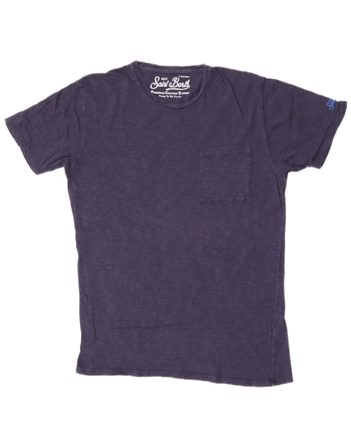 MC2 SAINT BARTH Herre T-shirt Top Medium Marineblå Flecked Bomuld