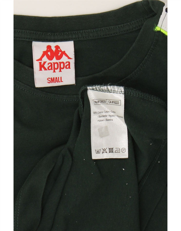 KAPPA Mens Graphic Top Long Sleeve Small Green Colourblock Cotton