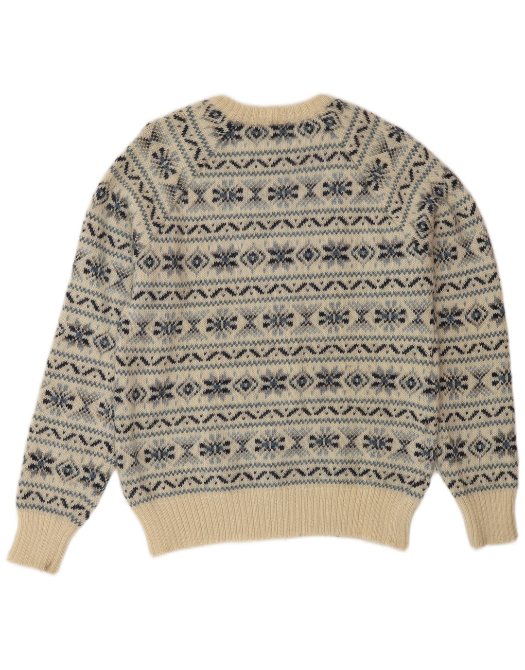 Silvy Herre Crew Neck Jumper Sweater IT 48 Medium Beige Fair Isle