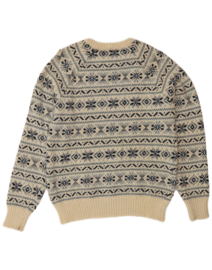 Silvy Herre Crew Neck Jumper Sweater IT 48 Medium Beige Fair Isle