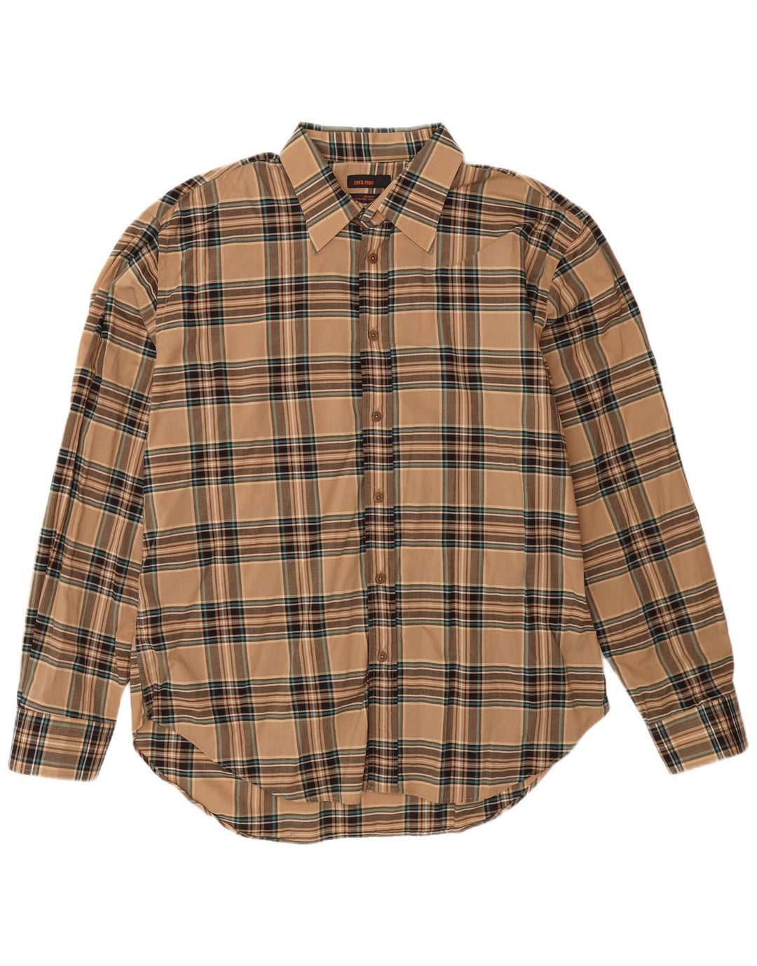 Zara Herreskjorte 2XL Beige Plaid Bomuld