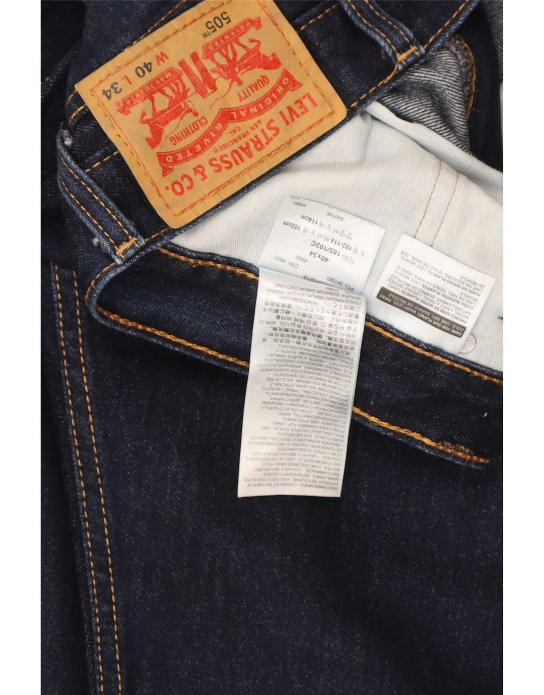 Levi's Herre 505 Straight Jeans W40 L29 Marineblå Bomuld