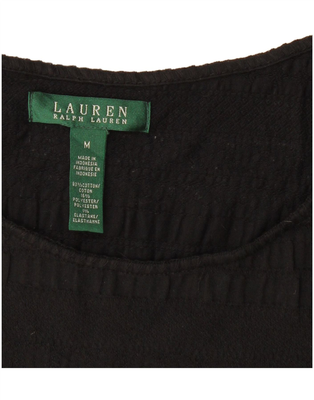 RALPH LAUREN Dame bluse Top UK 12 Medium Sort Bomuld