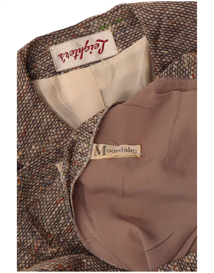 Vintage kvinders 4-knaps 2-delt nederdelsæt UK 10 Small W26 Grå Flecked