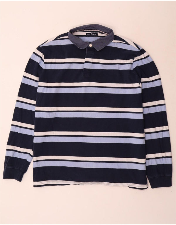 Marks & Spencer Herre Blue Harbor Rugby Polo Shirt 3XL Navy stribet