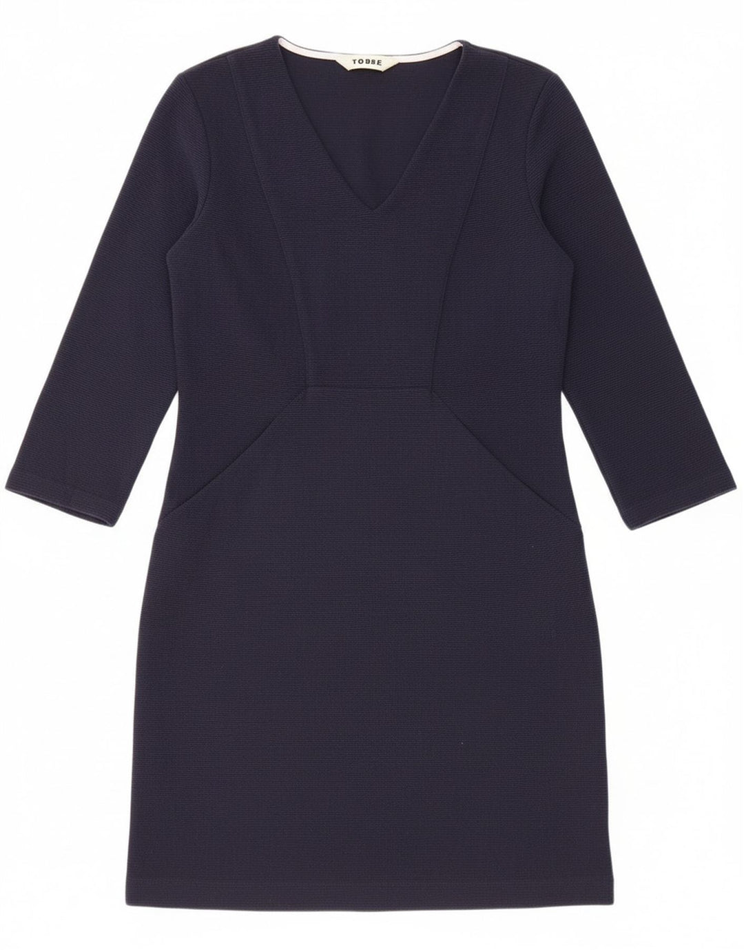 Boden Dame 3/4 Ærmet Skede Kjole UK 10 Small Navy Blue Cotton