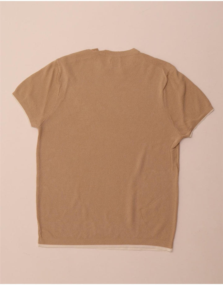 Zara Herre T-Shirt Top Medium Beige