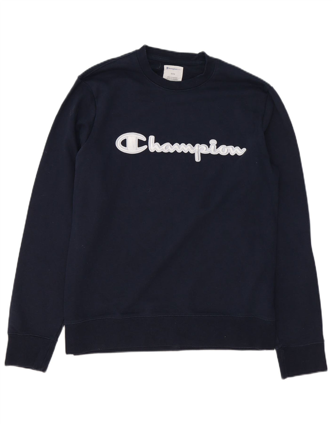 CHAMPION Mens Graphic Sweatshirt Jumper Medium Navy Blue Cotton Vintage Champion and Second-Hand Champion from Messina Hembry 