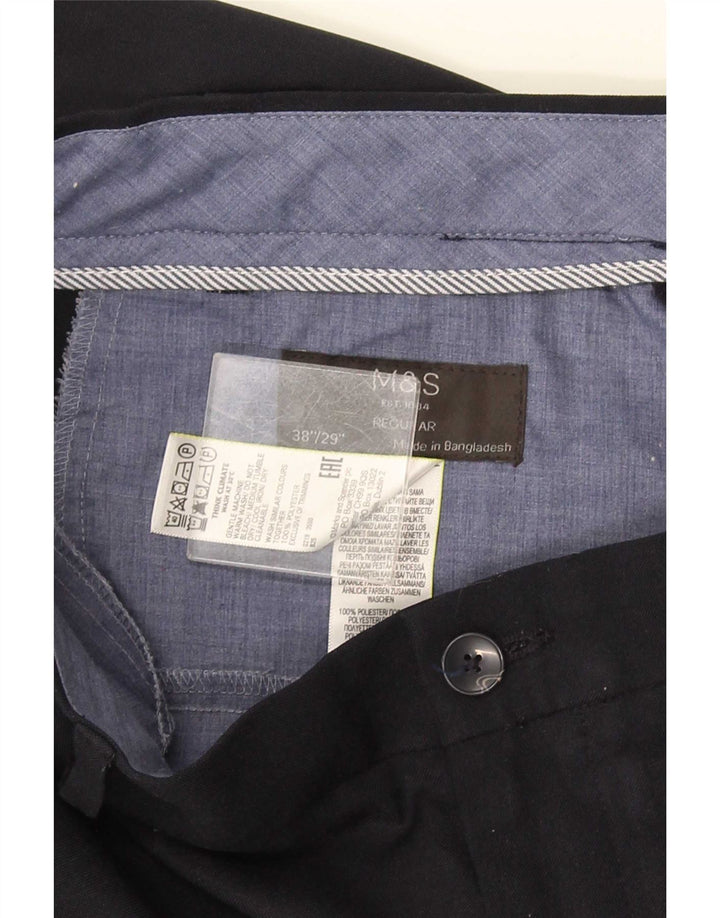 Marks & Spencer Herre Regular Chino Bukser W38 L29 Navy Blue Polyester