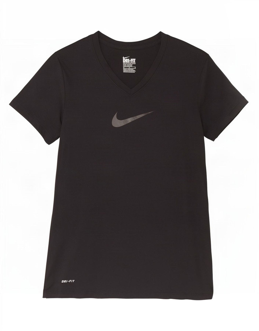 Nike Dame Dri Fit Slim Grafisk T-Shirt Top UK 12 Medium Sort Polyester