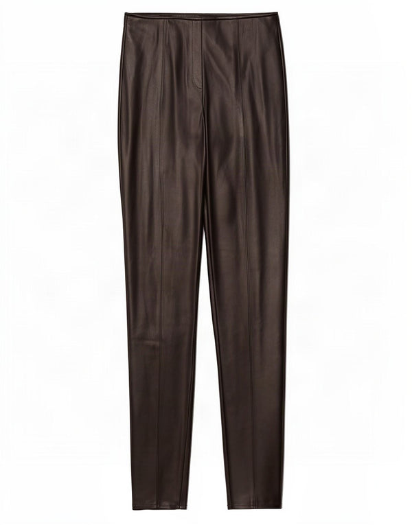 Zara Womens Skinny Faux Leather Trousers Small W26 L29 Black Polyurethane