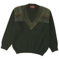 MALAGRIDA Herre V-hals sweater Stor grøn geometrisk polyakryl