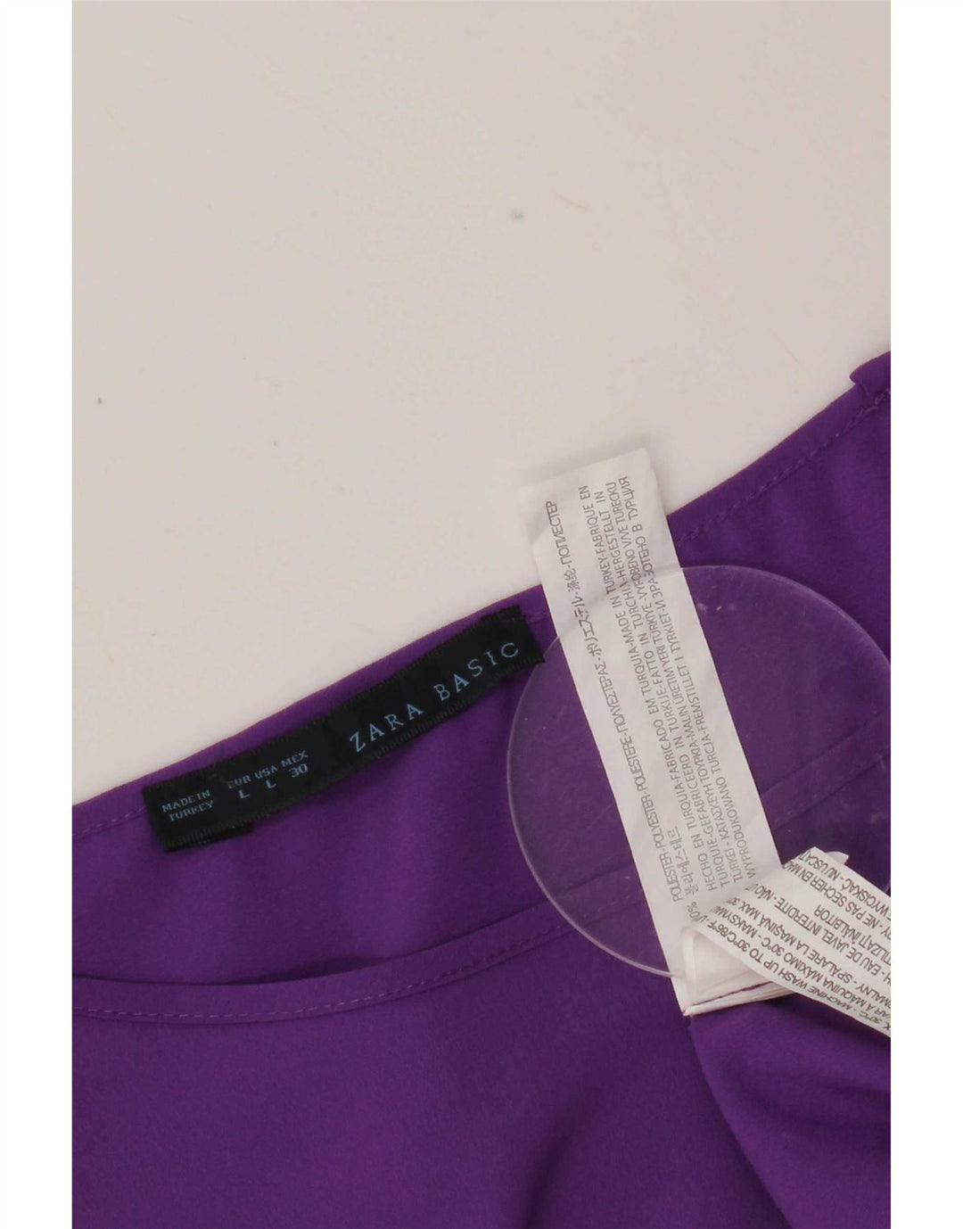 Zara Dame Top 3/4 ærmet UK 16 Large Purple Polyester