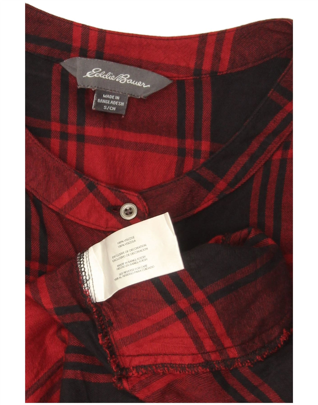 Eddie Bauer Womens Longline Oversized Pullover Shirt UK 10 Small Red Plaid