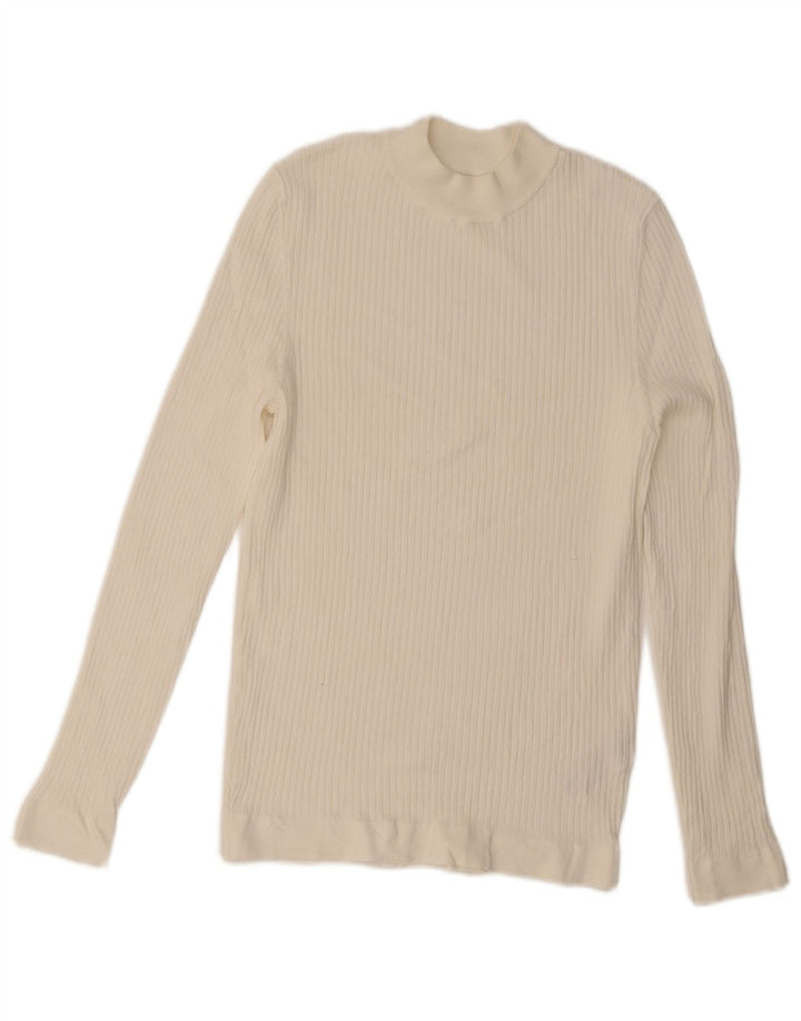 Zara Dametop Langærmet UK 12 Medium White Viscose