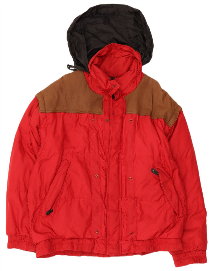 Daniel Hechter Herre polstret jakke IT 52 XL Rød Colourblock Polyamid