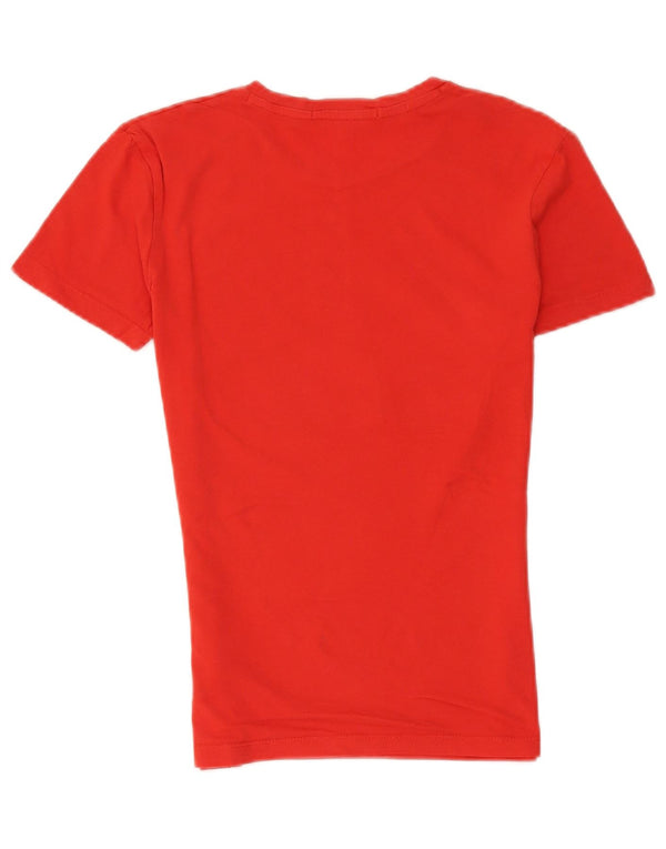 Calvin Klein Jeans Dame Grafisk T-Shirt Top UK 6 XS Rød Colourblock