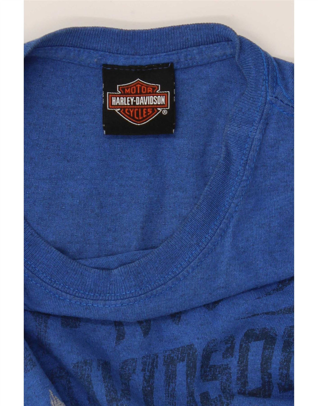 Harley Davidson Herre grafisk T-shirt top lille blå motorcykel