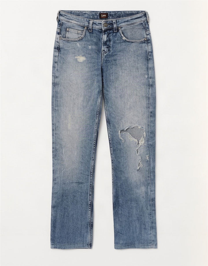 Lee Herre Knox Distressed Straight Jeans W29 L30 Blå Bomuld
