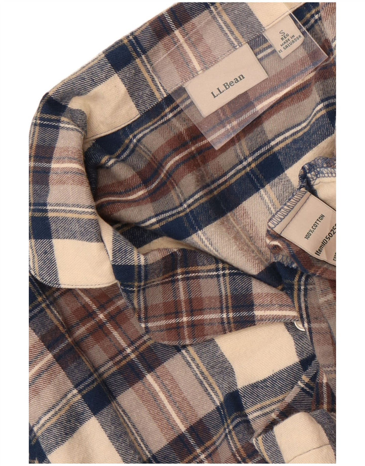 L.L.Bean Dame Oversized Flanell Shirt UK 10 Small Beige Check