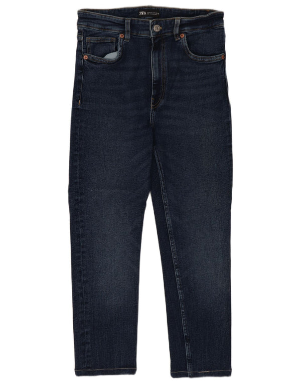 Zara Dame Højtalje Skinny Capri Jeans EU 40 Medium W30 L23 Blå