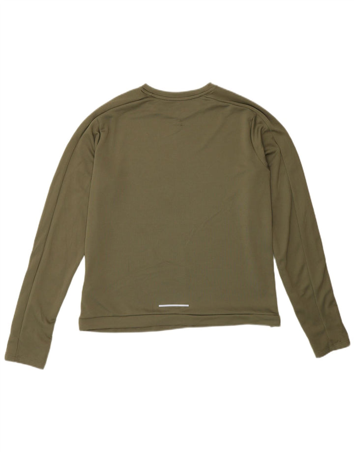 Nike Dame Dri Fit Top Langærmet UK 14 Medium Khaki Polyester